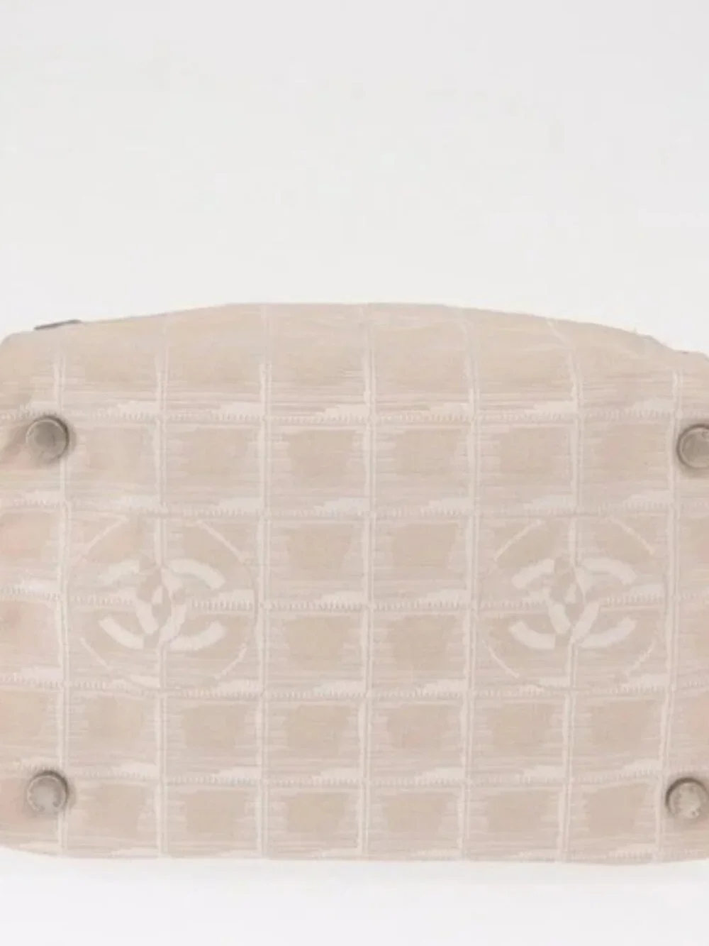CHANEL New Travel line Hand Bag Nylon Beige Silver CC Auth 163622